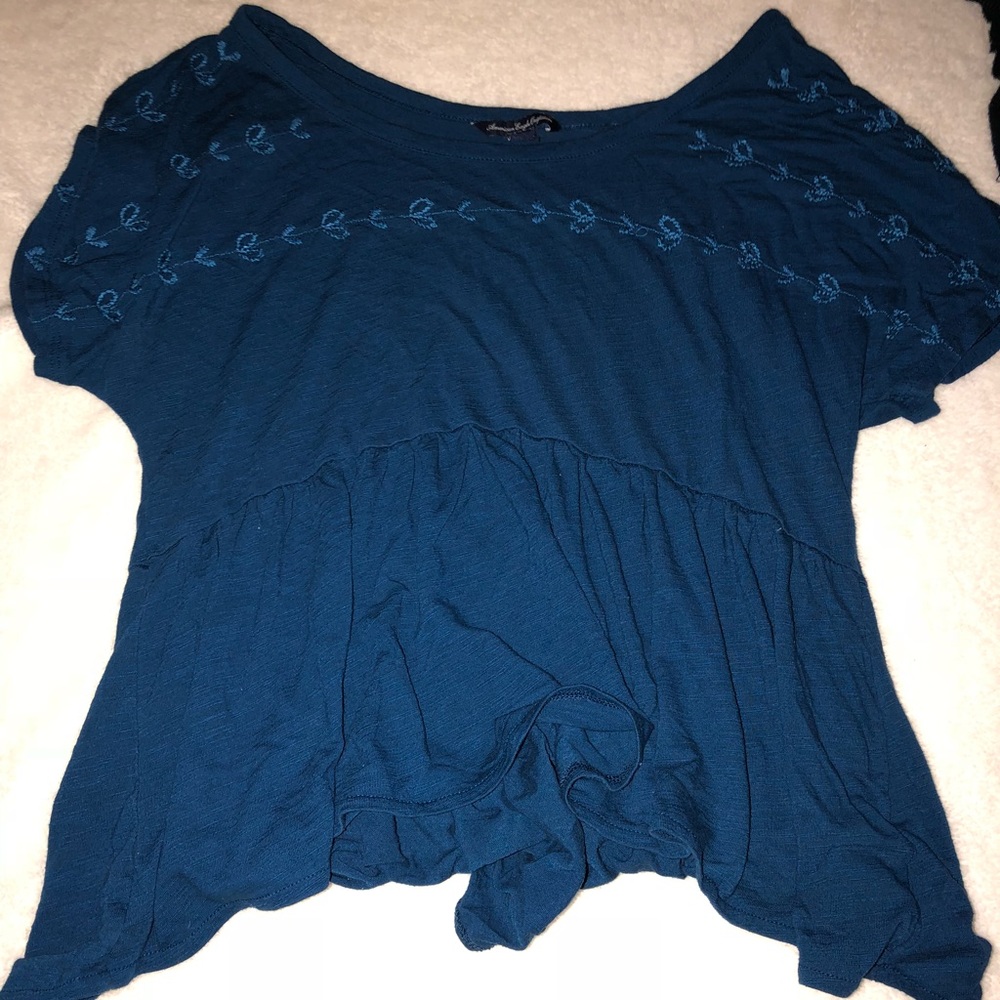 Babydoll blue fitted to flowy top